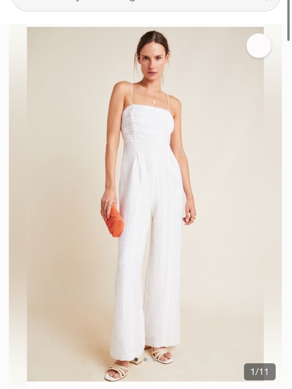 Anthropologie Endless Rose Liz Wide-Leg Jumpsuit Spaghetti Strap textured Size S
